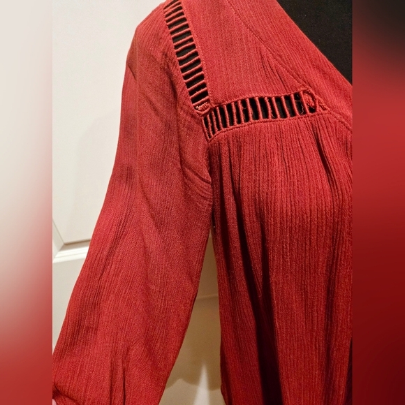 STITCH FIX EXCLUSIVE Blouse Vixbe Brand Flowy Rust Color V-Neck Sz Sm - Picture 2 of 9